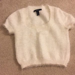 fuzzy white sweater crop top